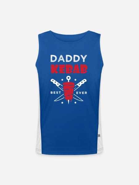 daddy kebab cadeau papa chef meilleur kebab - Débardeur respirant contrasté Homme  - bleu/blanc - Devant