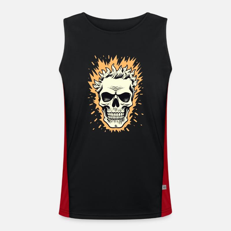 Flame Skull Men's Functional Contrast Tank Top 
