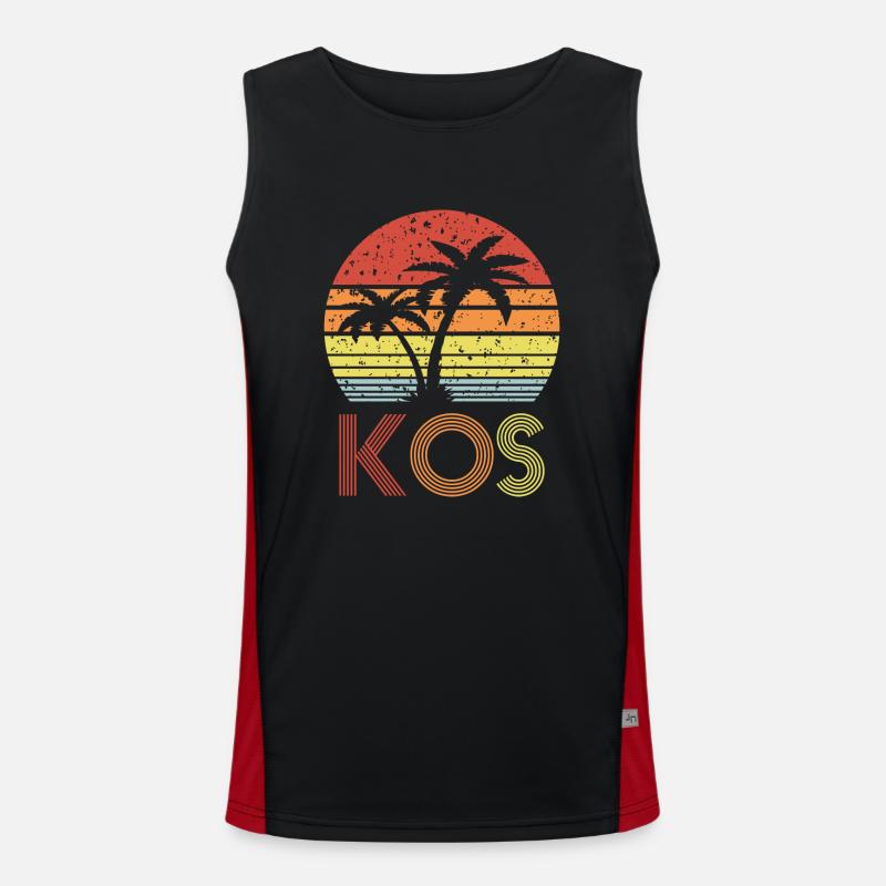Kos - Men's Functional Contrast Tank Top  - black/red