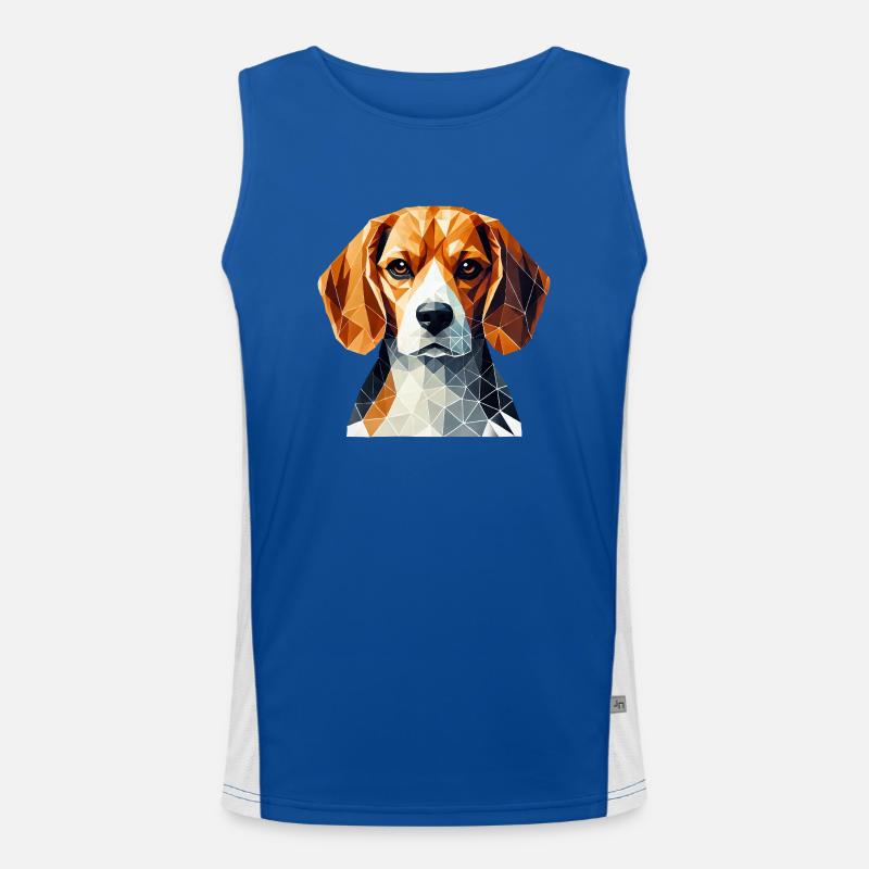 Beagle Portrait Geometry Art Dog Face Men's Functional Contrast Tank Top 