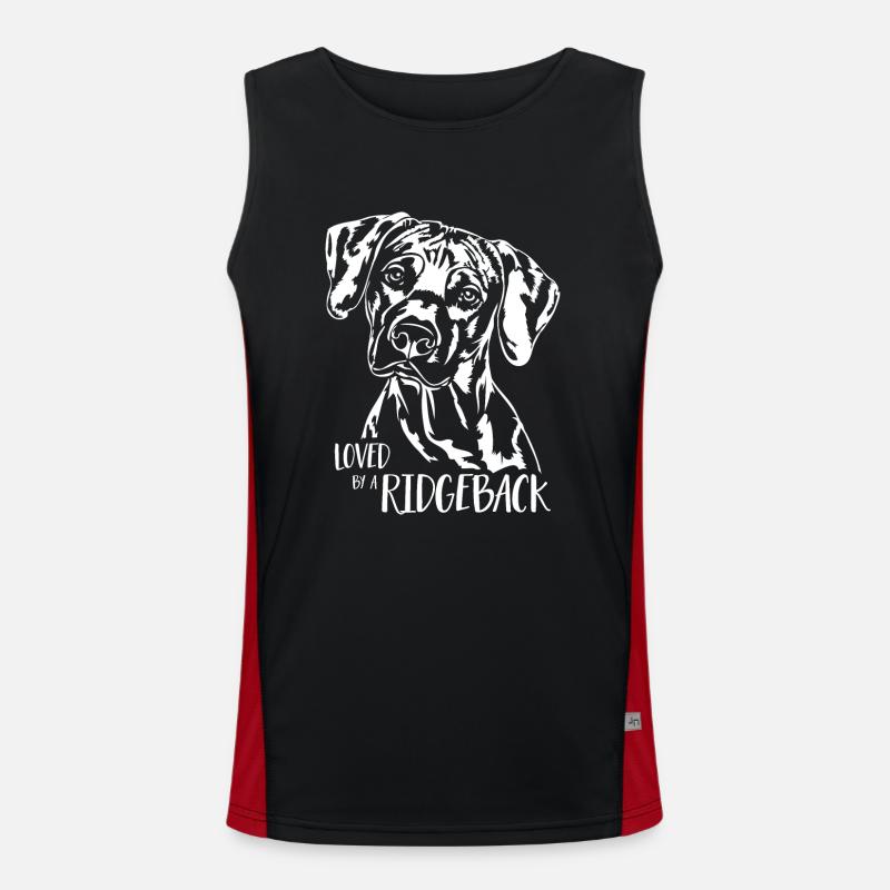 Loved by a Ridgeback Dogs Rhodesian Ridgeback Men's Functional Contrast Tank Top 