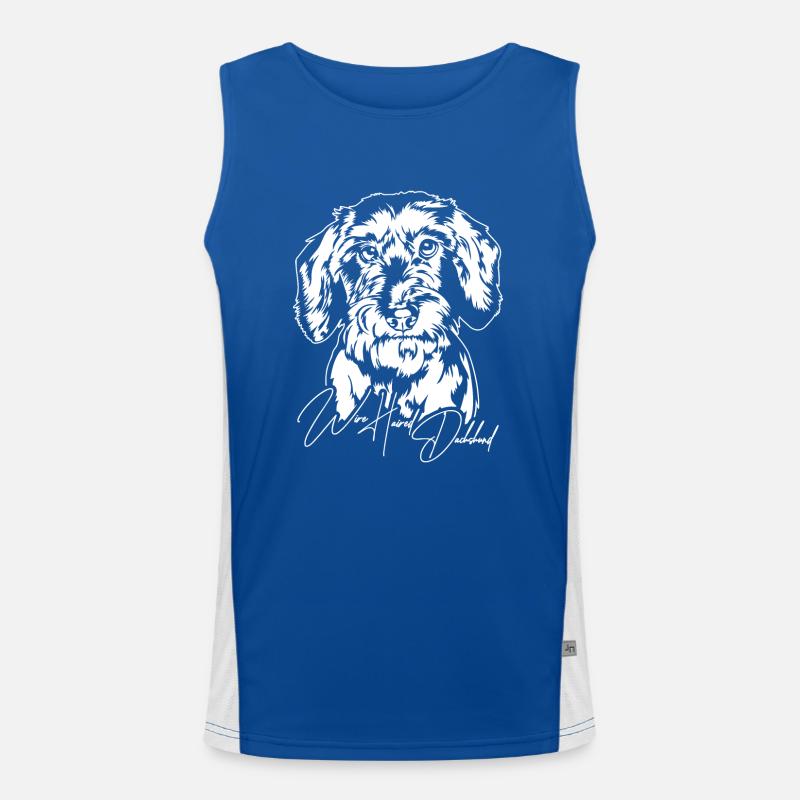 Wire Haired Dachshund Portrait Hunde Wilsigns Funktionelles Kontrast-Tank Top für Männer 