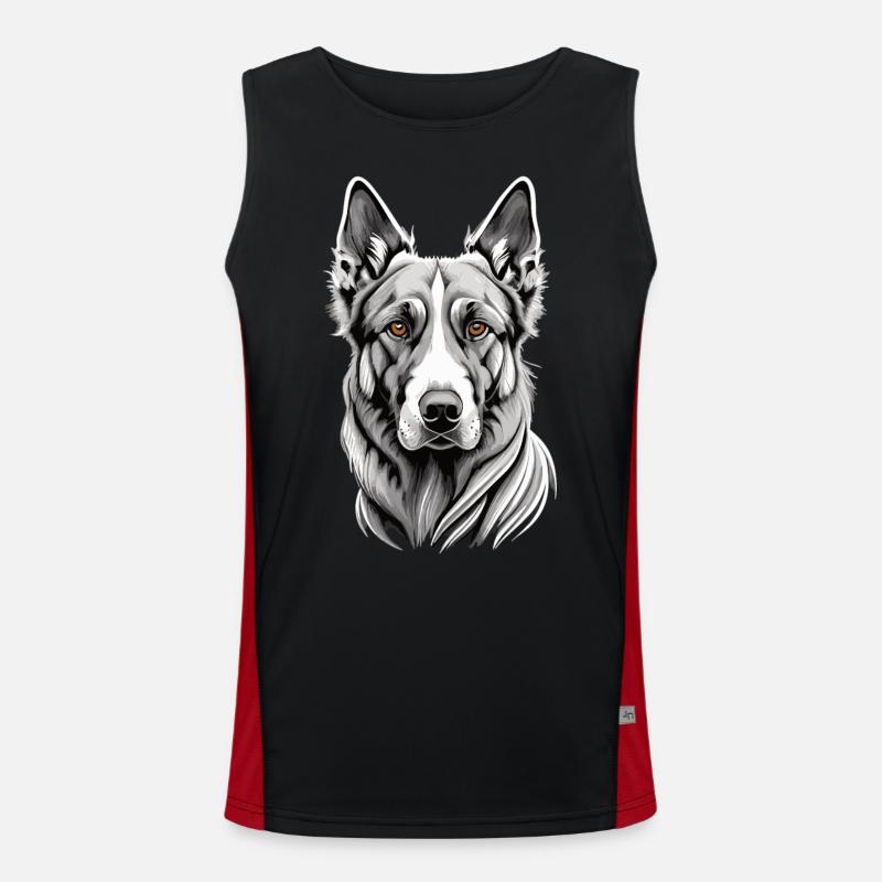 Majestic Beauty: The German Shepherd in White Men's Functional Contrast Tank Top 