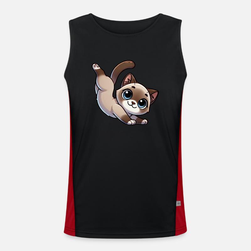 Chat siamois mignon équilibre sur les mains Breakdance dessin animé Débardeur respirant contrasté Homme 