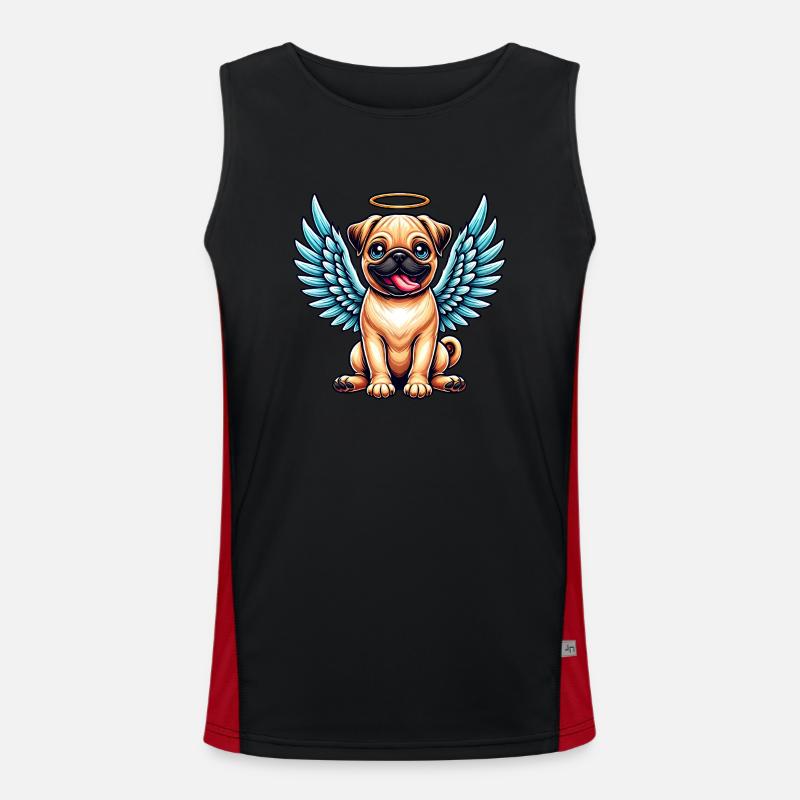 Cute Pug Angel with Wings Cartoon Chibi Men's Functional Contrast Tank Top 