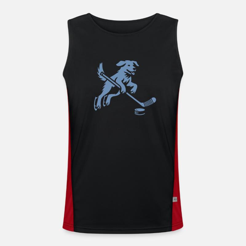Hunde Labrador Eishockeyspieler Silhouette Funktionelles Kontrast-Tank Top für Männer 