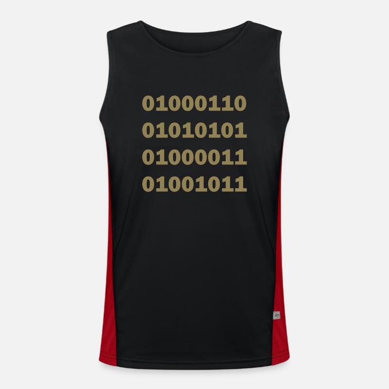 Binary Code Fuck - Men's Functional Contrast Tank Top  - black/red