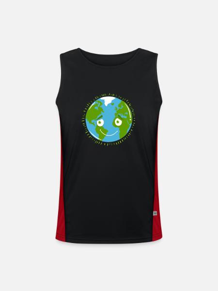 Shy planet EARTH - Men's Functional Contrast Tank Top  - black/red - Front