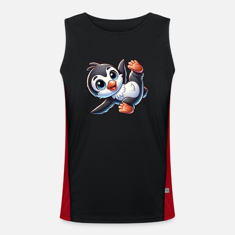Cute Penguin Handstand Breakdance Men's Functional Contrast Tank Top 