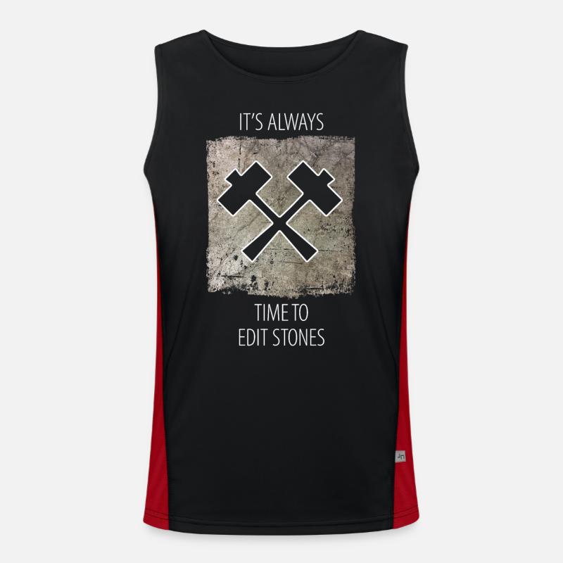 Steinmetz Steinbildhauer Spruch Funktionelles Kontrast-Tank Top für Männer 