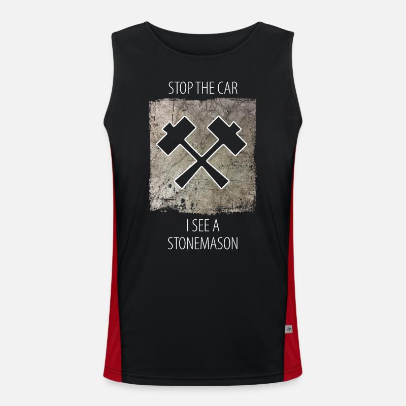 Steinmetz Steinbildhauer Spruch Funktionelles Kontrast-Tank Top für Männer 