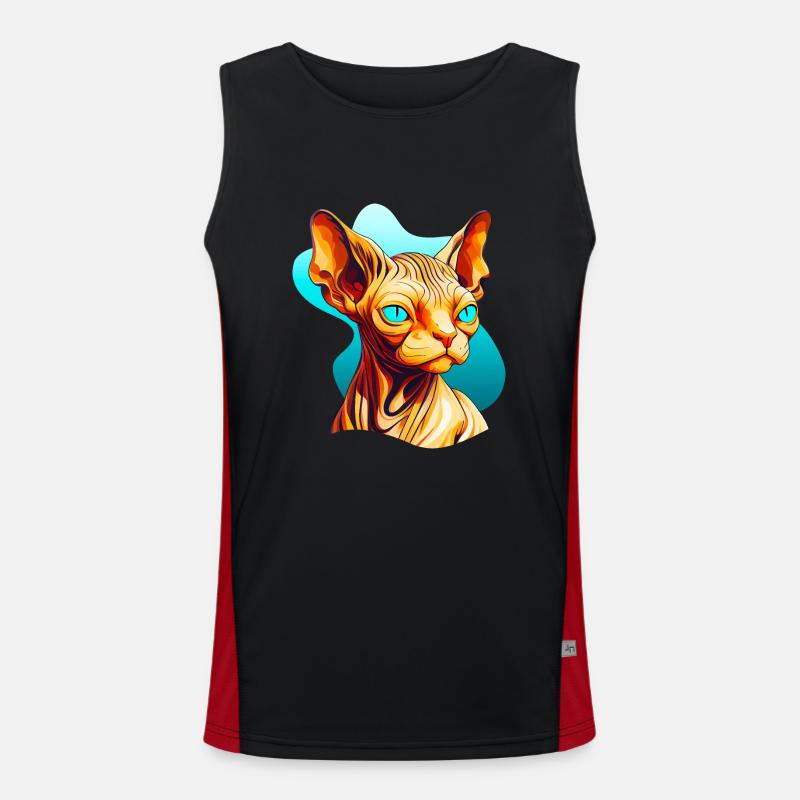 Sphynx Katze im coolen Comic Stil Funktionelles Kontrast-Tank Top für Männer 