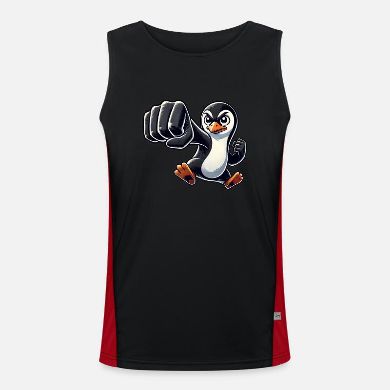 Cooler Pinguin Faust Karate Pinguin Cartoon Funktionelles Kontrast-Tank Top für Männer 