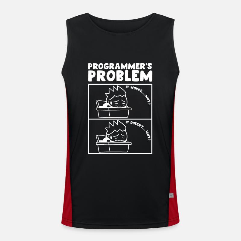 Programmierer Problem Computerprogrammierer - Funktionelles Kontrast-Tank Top für Männer  - Schwarz/Rot