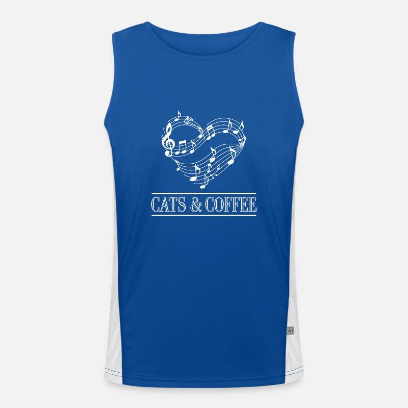 Ich liebe Katzen und Kaffee Funktionelles Kontrast-Tank Top für Männer 