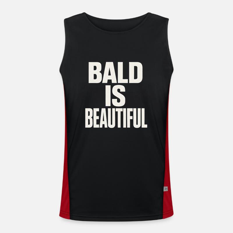 Men's Bald Gift Idea Bald Is Beautiful - Men's Functional Contrast Tank Top  - black/red