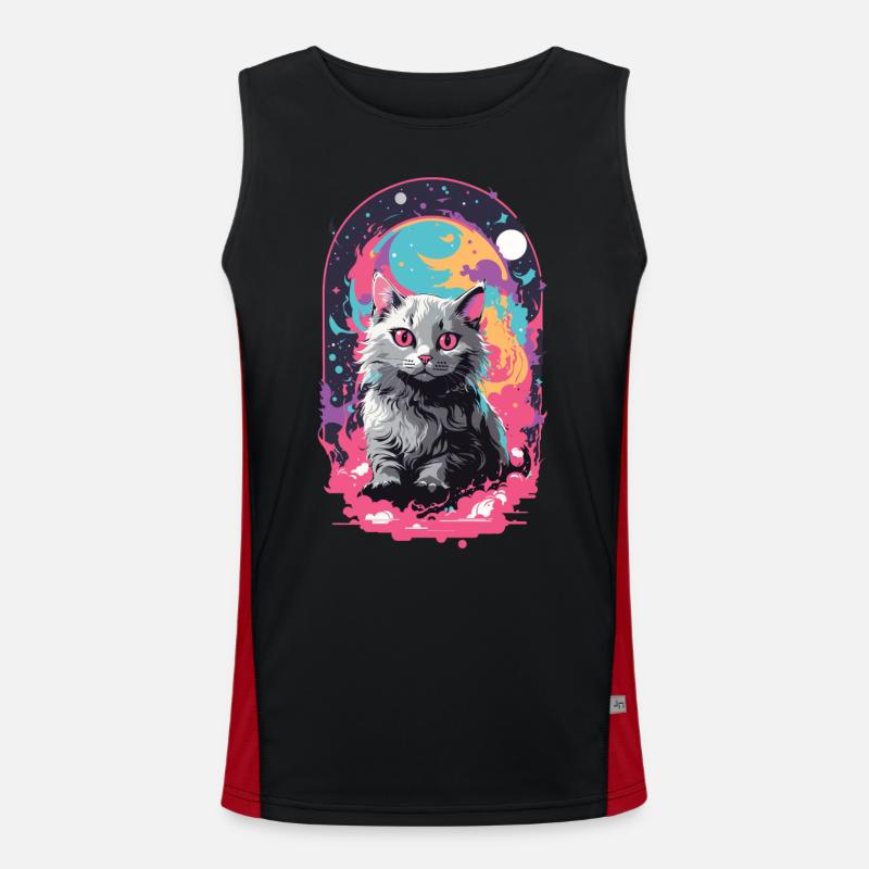 Cat Goth Pastel Psychedelic Weirdcore Design Men's Functional Contrast Tank Top 