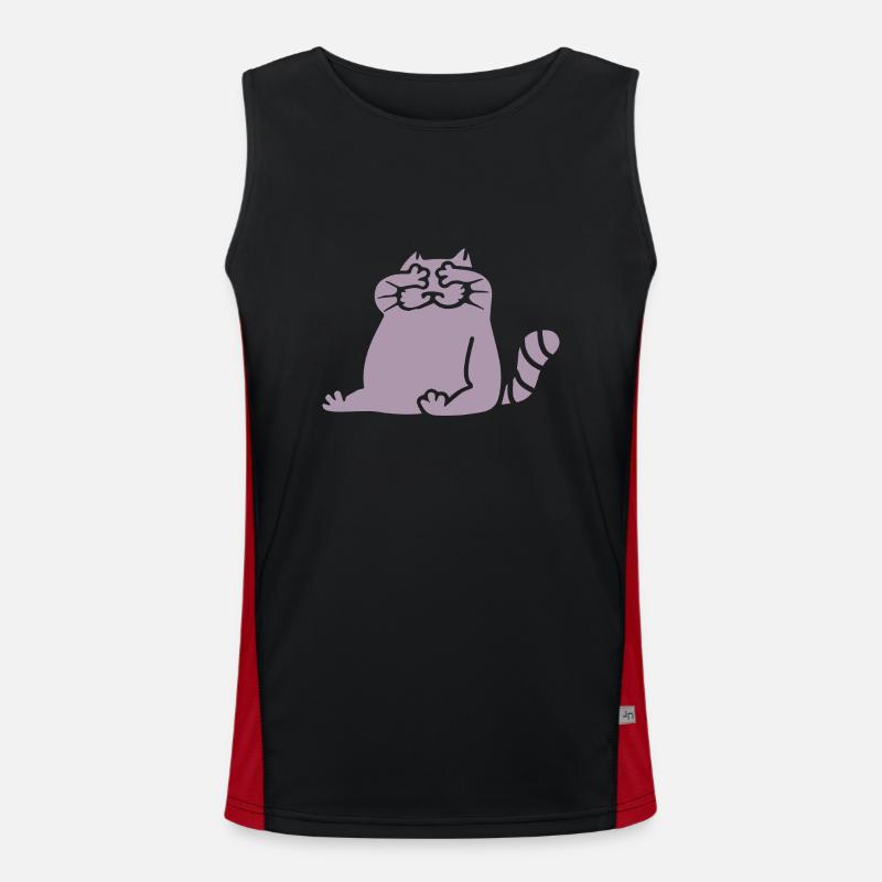 Cute cartoon cat blind funny see nothing Men's Functional Contrast Tank Top 