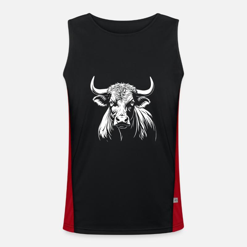 Taurus - proud, powerful, self-confident - Men's Functional Contrast Tank Top  - black/red