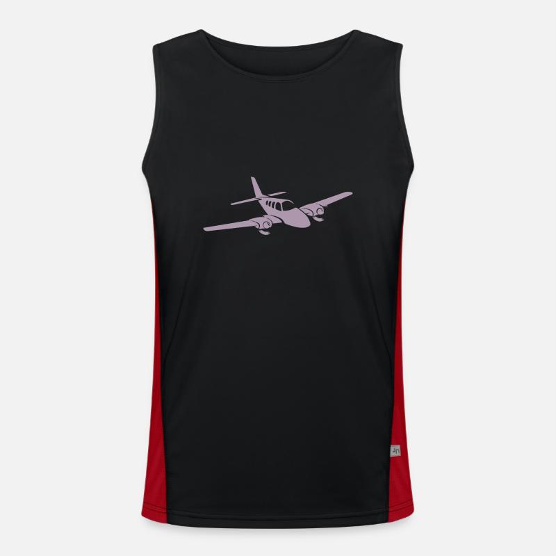 Minimalistisches Propellerflugzeug Silhouette Funktionelles Kontrast-Tank Top für Männer 