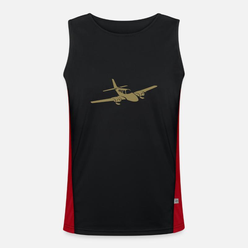 Minimalist propeller plane silhouette Men's Functional Contrast Tank Top 