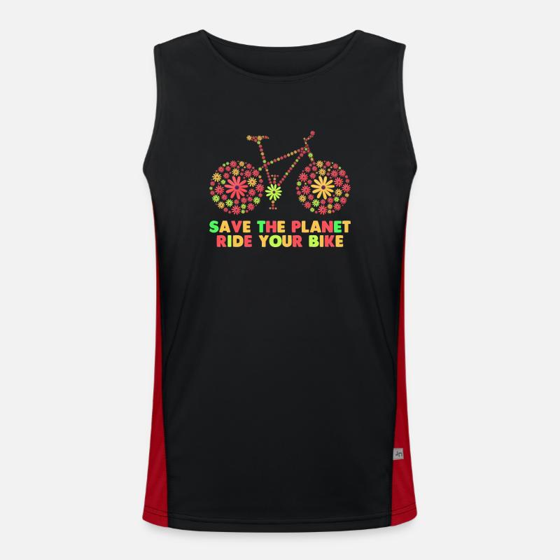 Fahrrad 70er Jahre Blumen Funktionelles Kontrast-Tank Top für Männer 