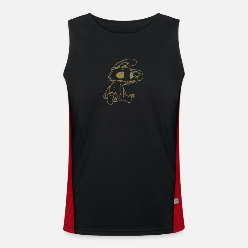Sad Rabbit - funny emo - Men's Functional Contrast Tank Top  - black/red