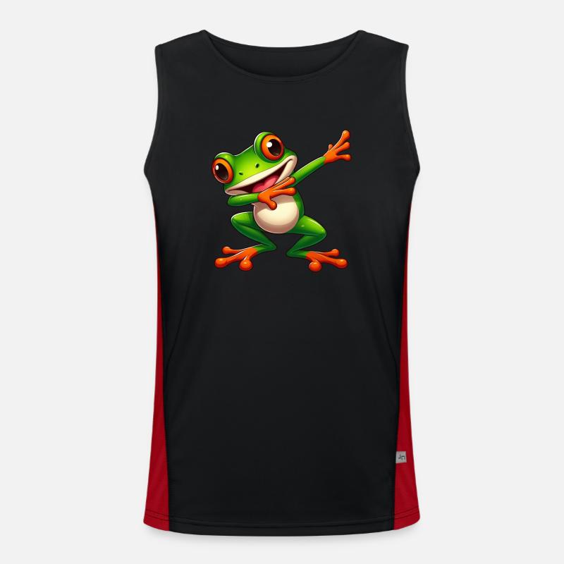 Cool Frog Dabbing Toad Style - Men's Functional Contrast Tank Top  - black/red