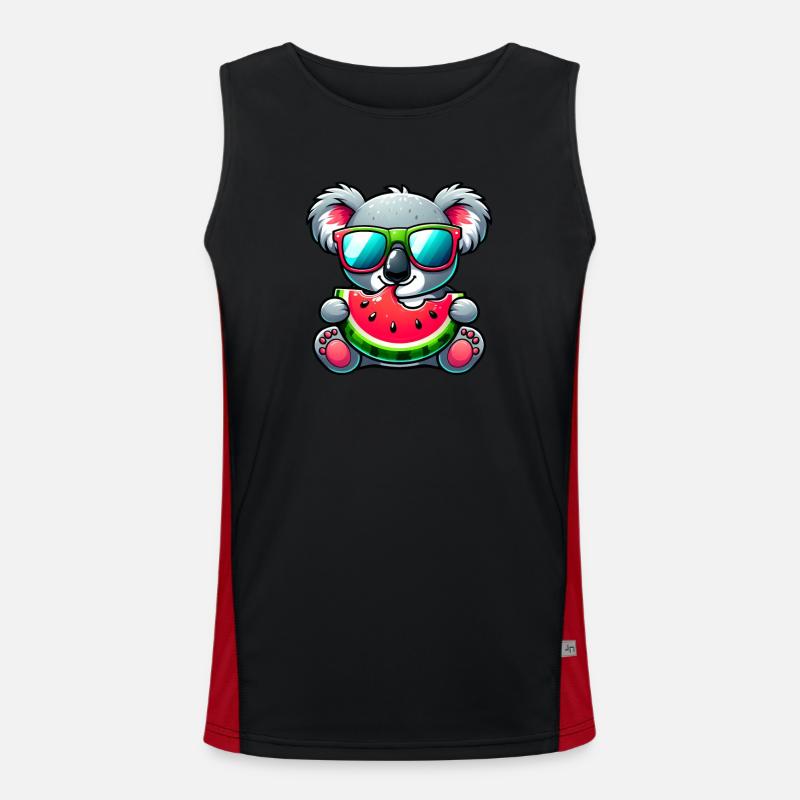 Koala Watermelon Summer Motif Men's Functional Contrast Tank Top 