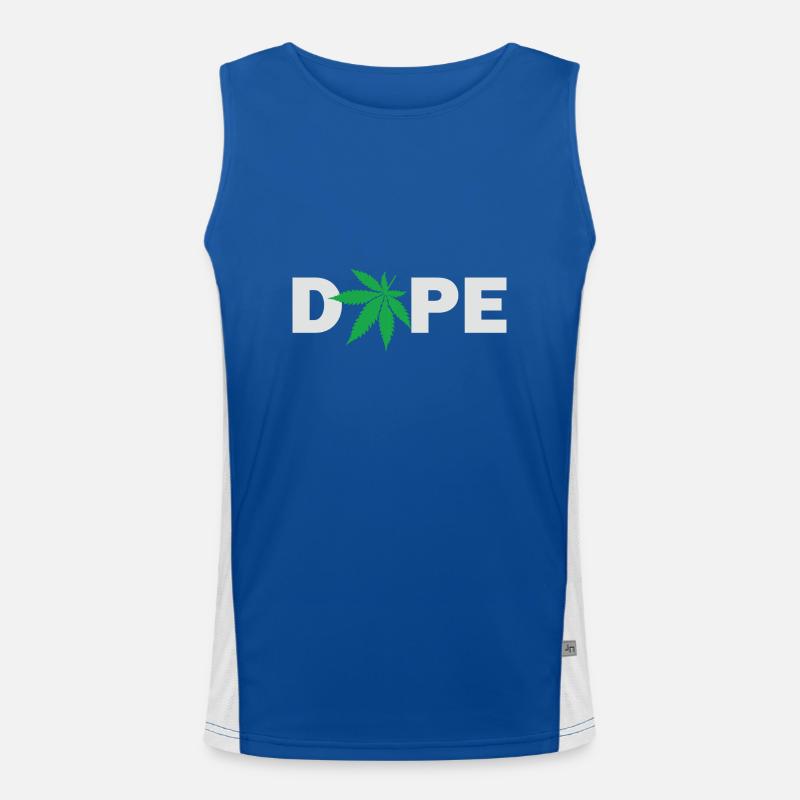 D0pe with Cannabis Leaf Marijuana Cannabis Weed Men's Functional Contrast Tank Top 