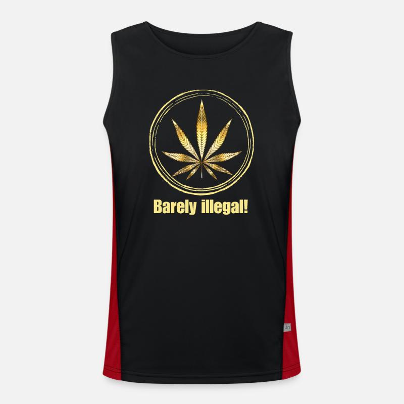 Barely illegal! - Marijuana Leaf - Men's Functional Contrast Tank Top  - black/red