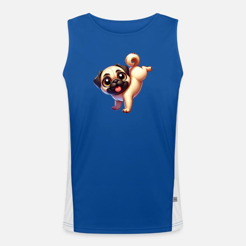 Cute Pug Handstand Breakdance Cartoon Dog Men's Functional Contrast Tank Top 