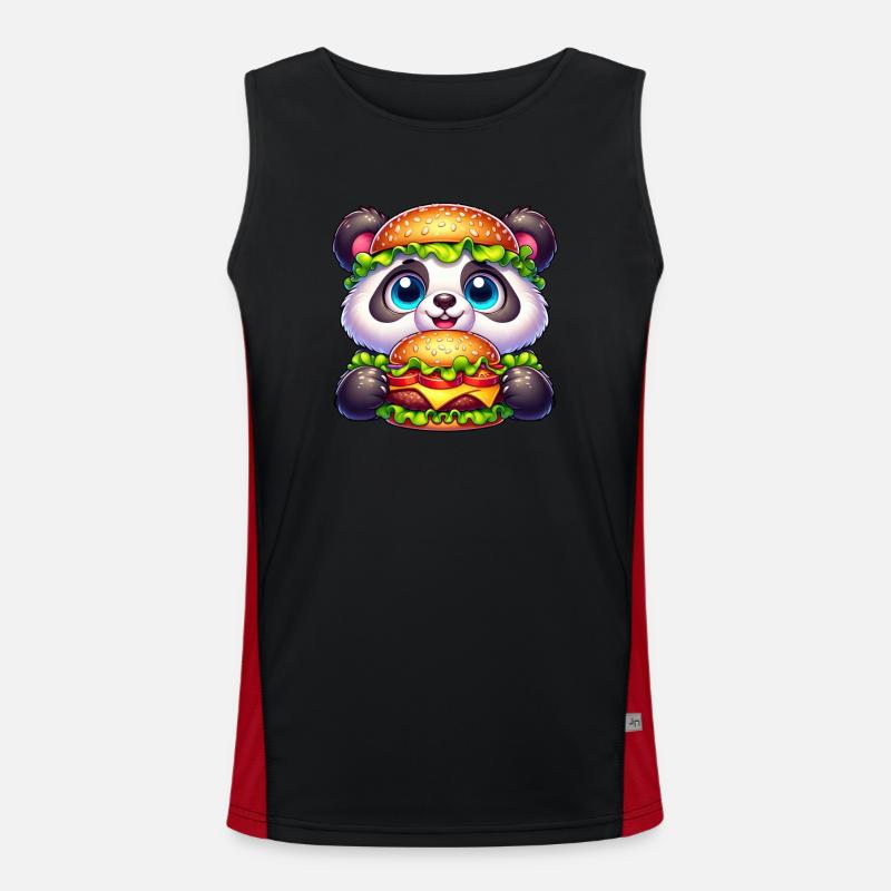 Fantaisiste panda burger drôle restauration rapide design Débardeur respirant contrasté Homme 
