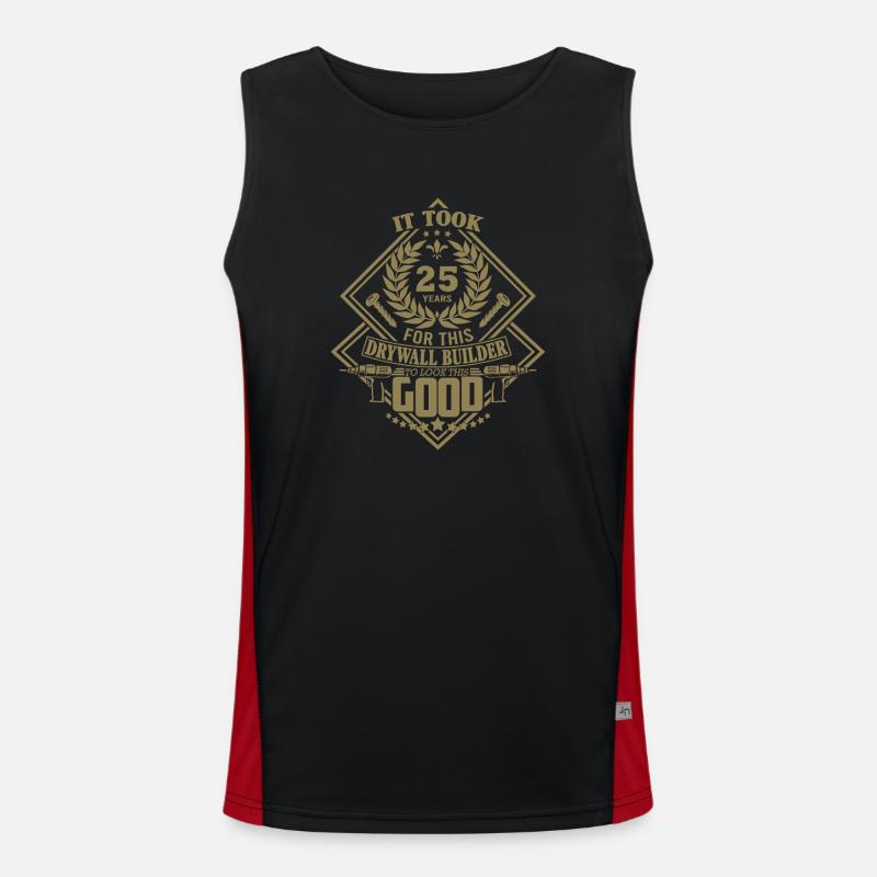 25th Birthday Drywall Drywall Builder Men's Functional Contrast Tank Top 