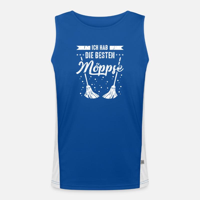Wischmopp Möppse Wortwitz Karneval Humor Funktionelles Kontrast-Tank Top für Männer 