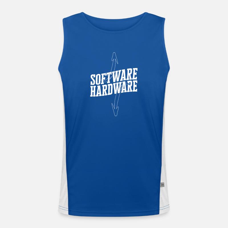 Funny IT Saying Software Hardware Word Game Men's Functional Contrast Tank Top 