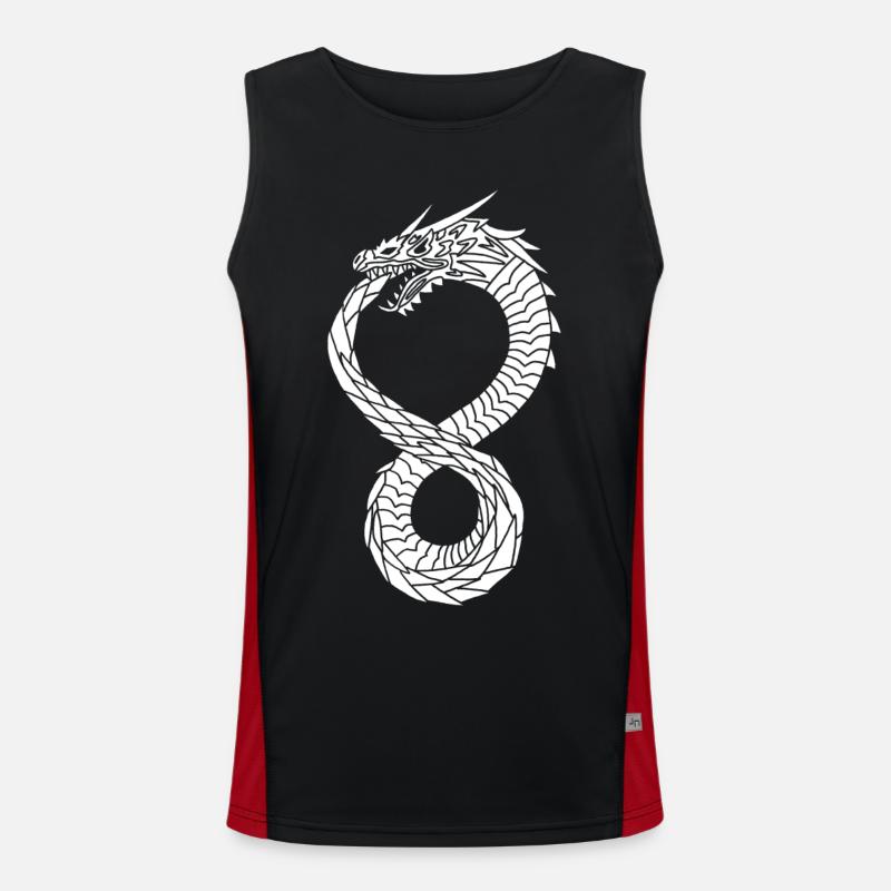 White Infinite Dragon - Men's Functional Contrast Tank Top  - black/red