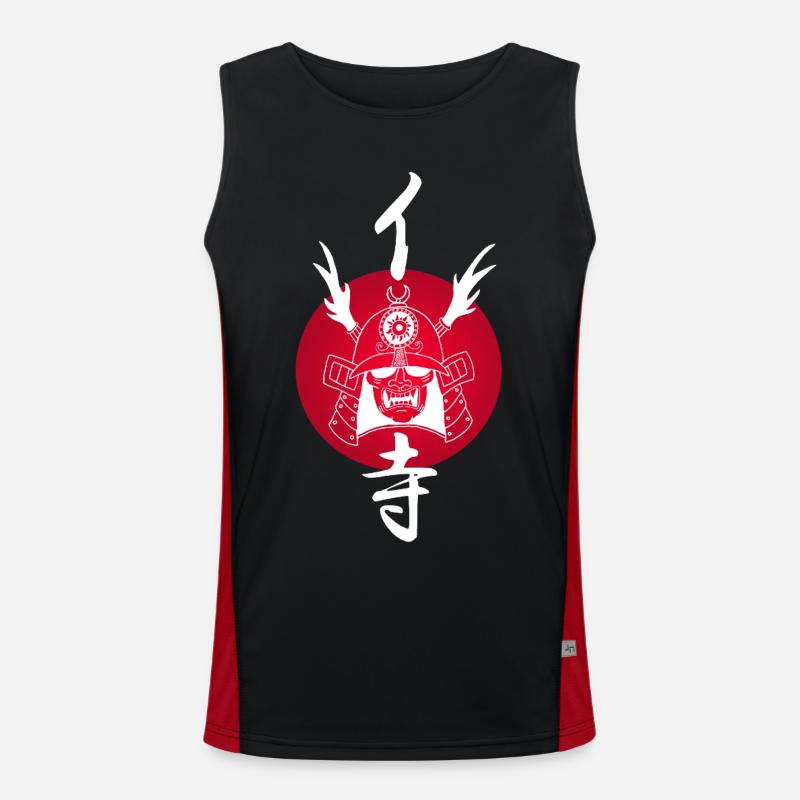 White Samurai and Red Sun - Men's Functional Contrast Tank Top - black/red