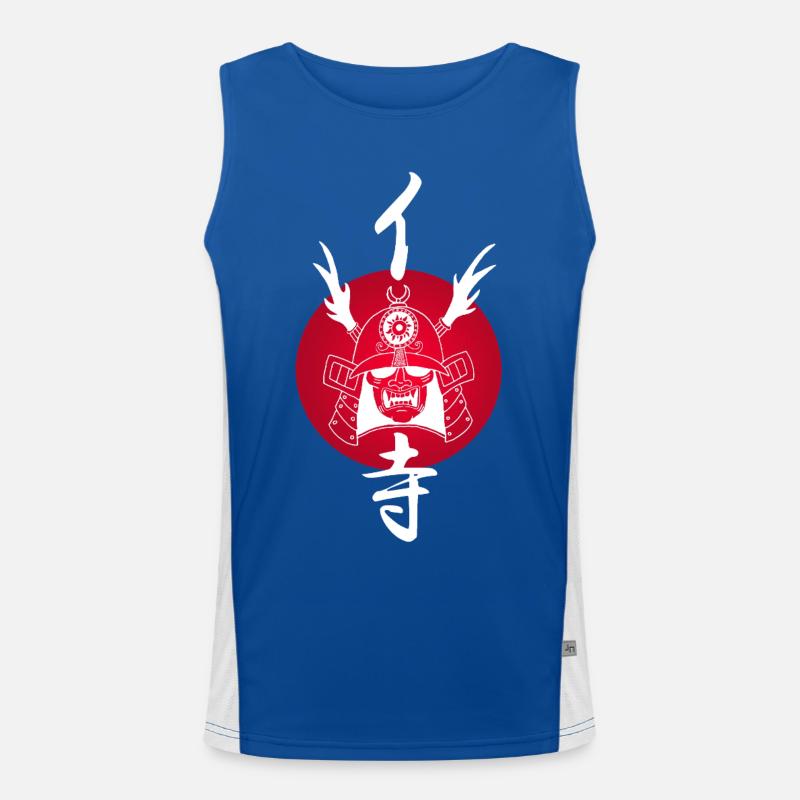 Weißer Samurai und Rote Sonne Funktionelles Kontrast-Tank Top für Männer 
