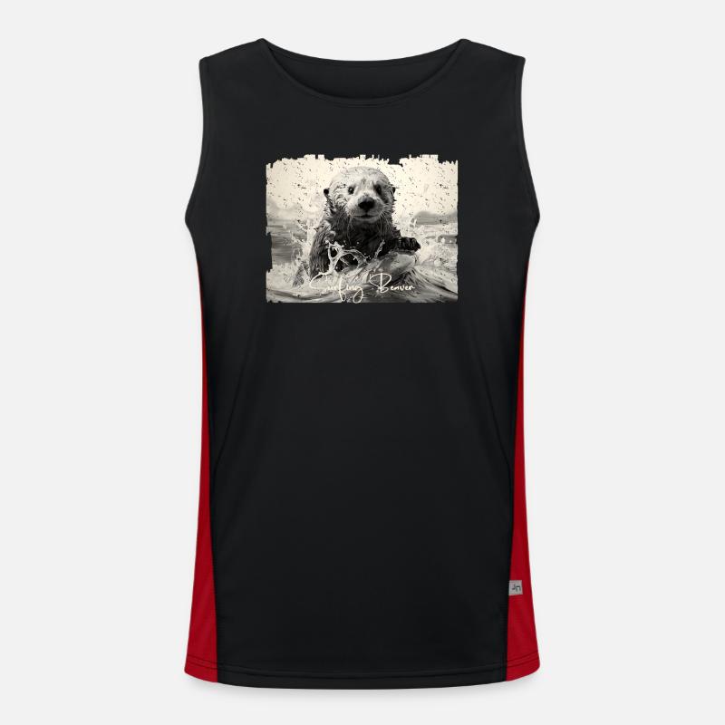 Surfender Seeotter Funktionelles Kontrast-Tank Top für Männer 