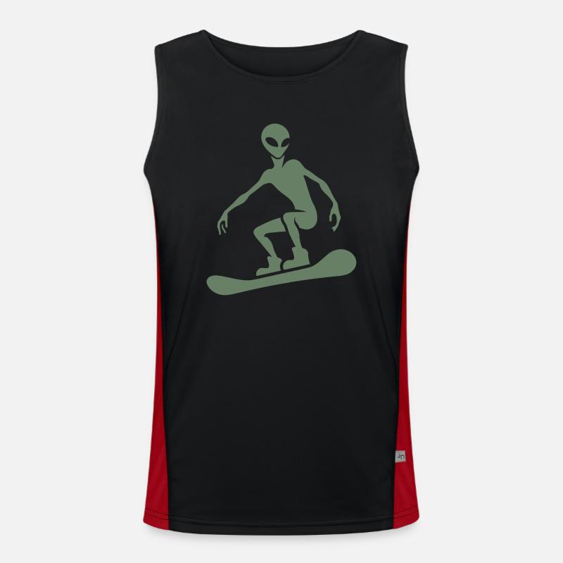 Minimalist Design: Alien Snowboarder Silhoue Men's Functional Contrast Tank Top 