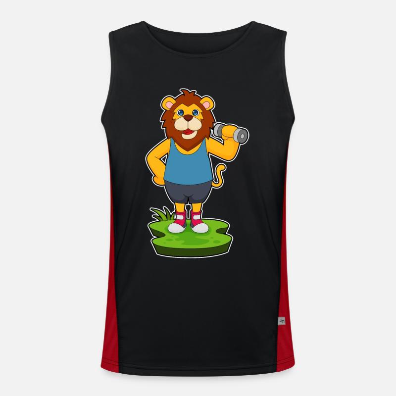 Lion Bodybuilder Dumbbell - Men's Functional Contrast Tank Top  - black/red
