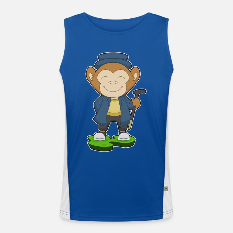 Affe Rentner Gehstock Funktionelles Kontrast-Tank Top für Männer 