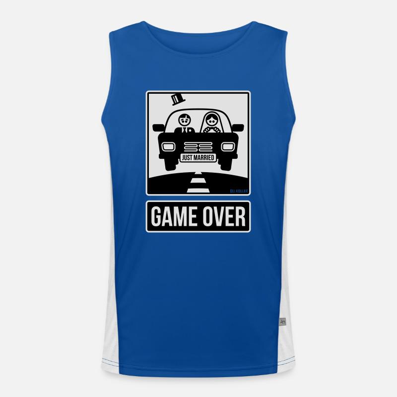 Just Married – Game Over (2C) Débardeur respirant contrasté Homme 
