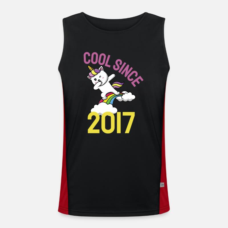 Cool seit 2017 Dabbing Katze 5. Geburtstag Funktionelles Kontrast-Tank Top für Männer 