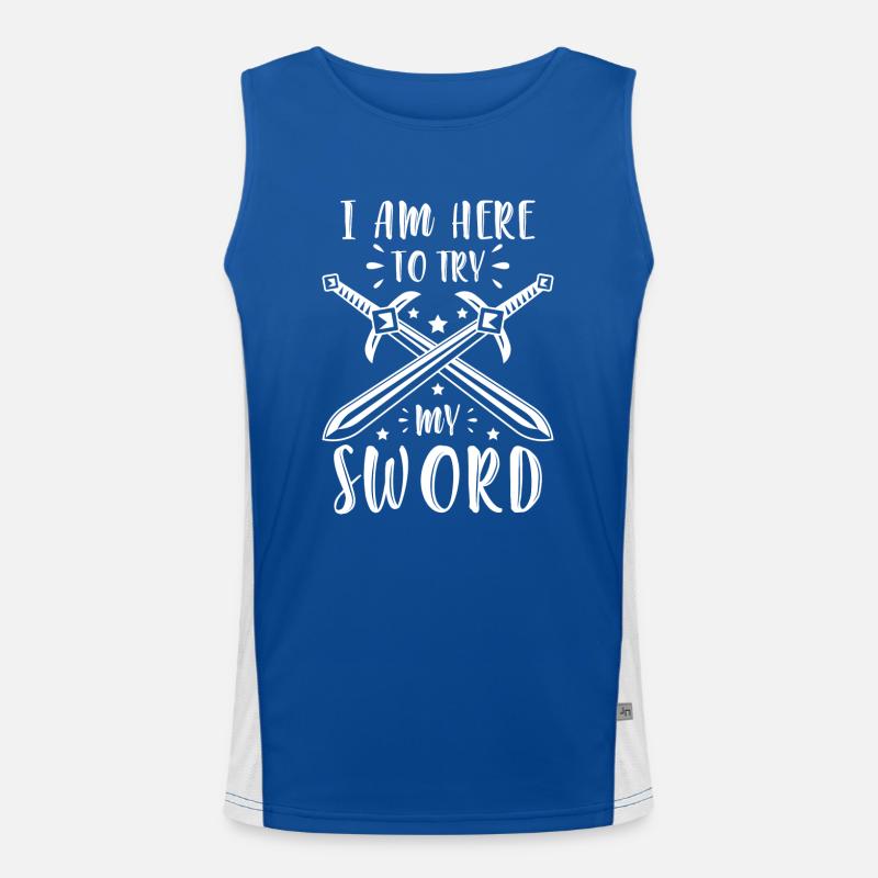 Schwert Samurai Geek Duell Funktionelles Kontrast-Tank Top für Männer 
