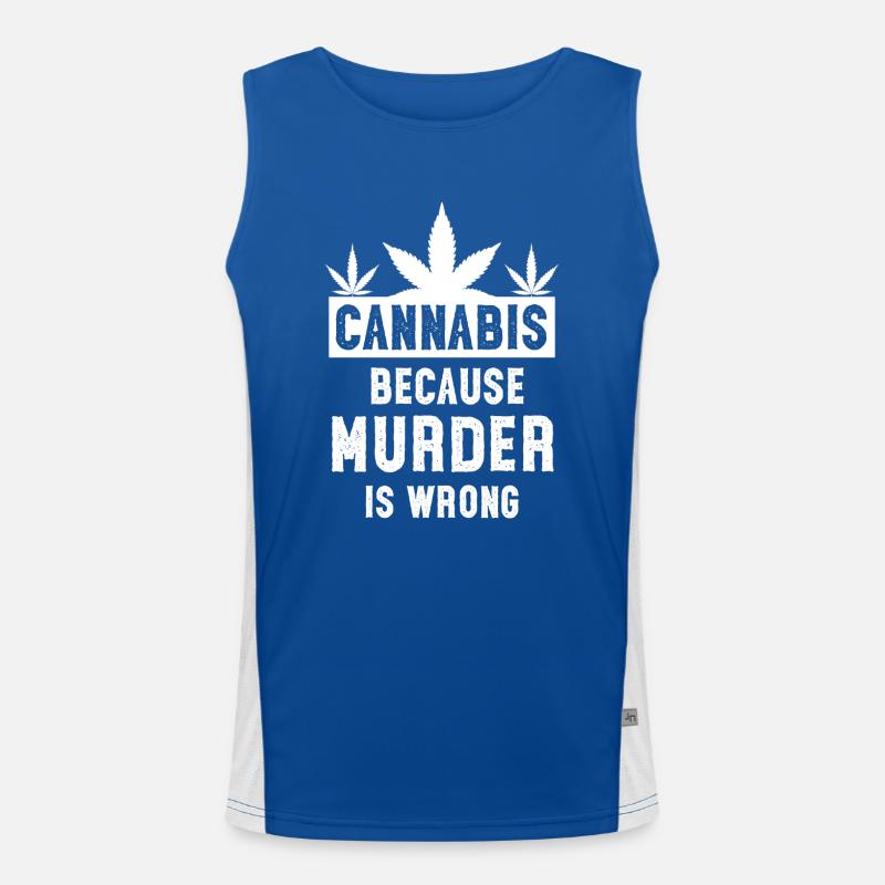 Cannabis because murder is wrong white Funktionelles Kontrast-Tank Top für Männer 