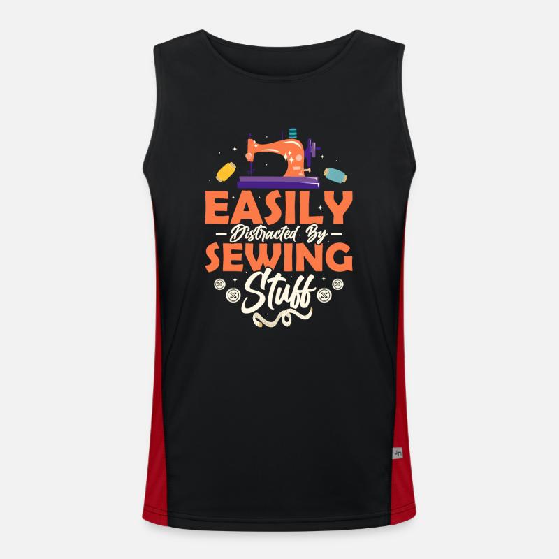 Easily Distracted By Sewing Stuff Sewing Maschine Funktionelles Kontrast-Tank Top für Männer 