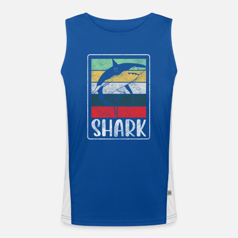 Sharks Underwater Angler Teeth Men's Functional Contrast Tank Top 