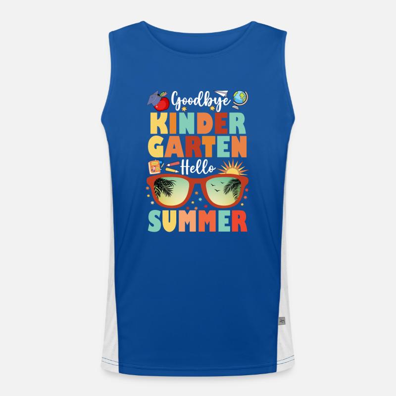 Funny Graduation Goodbye Kindergarten Hello Summer Men's Functional Contrast Tank Top 